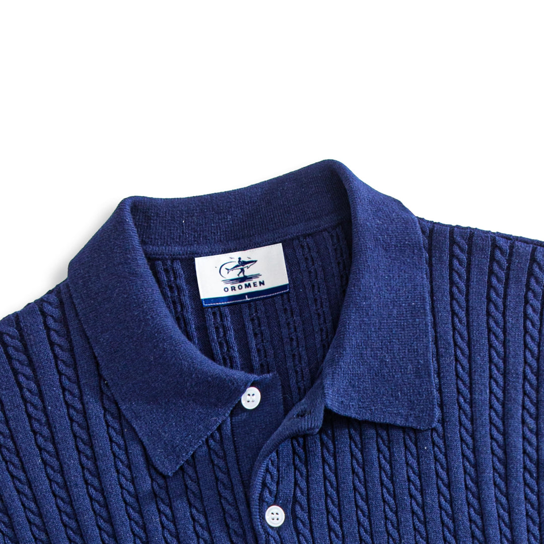 Ribbed Cotton Polo Sweater