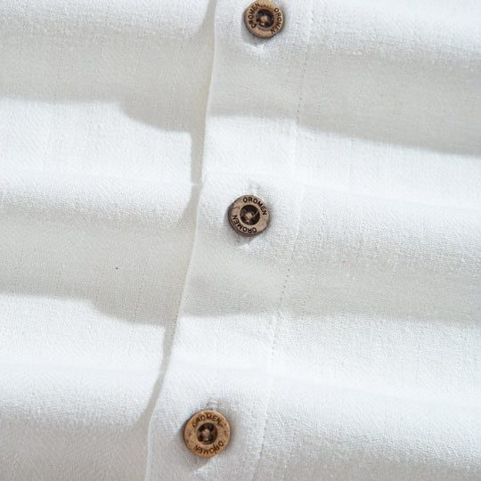 Embossed Striped Shirt Coconut Buttons