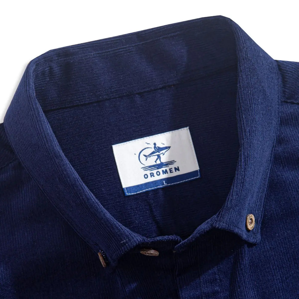 Indigo-Dyed Cotton Corduroy Shirt