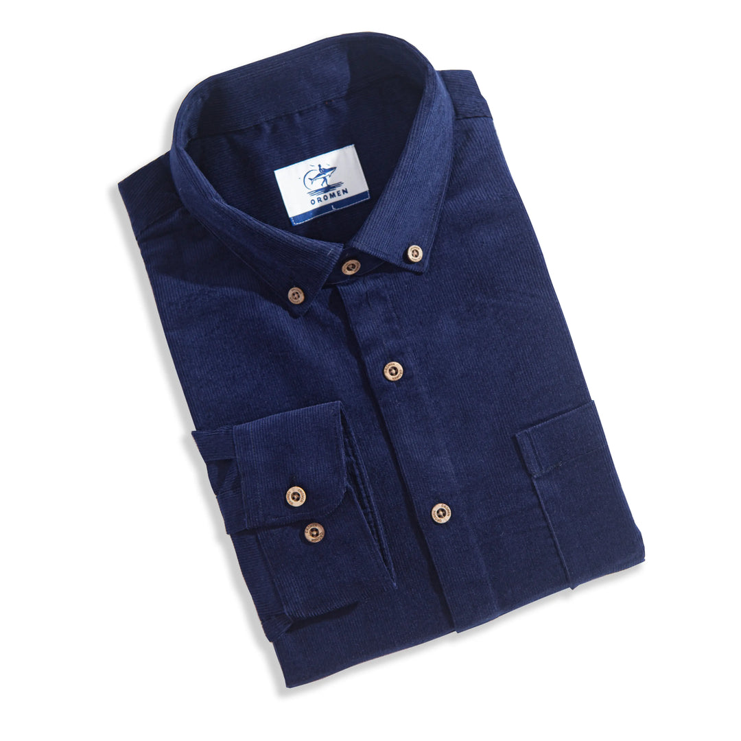 Indigo-Dyed Cotton Corduroy Shirt