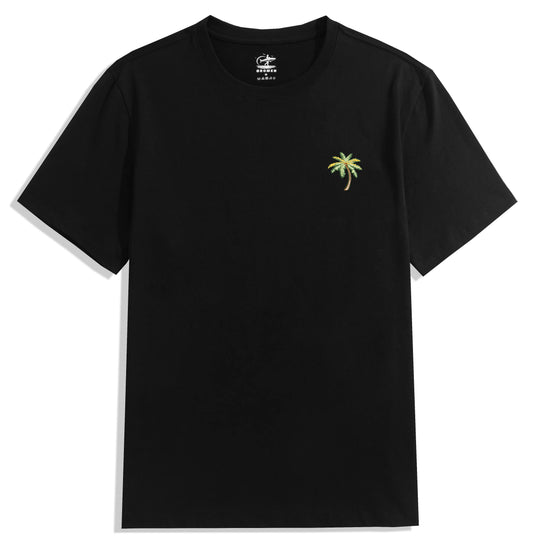 Palm Tree Cotton T-shirt Black Color