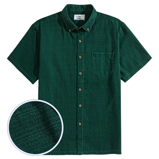 Porous Woven Texture Short Sleeve Shirt