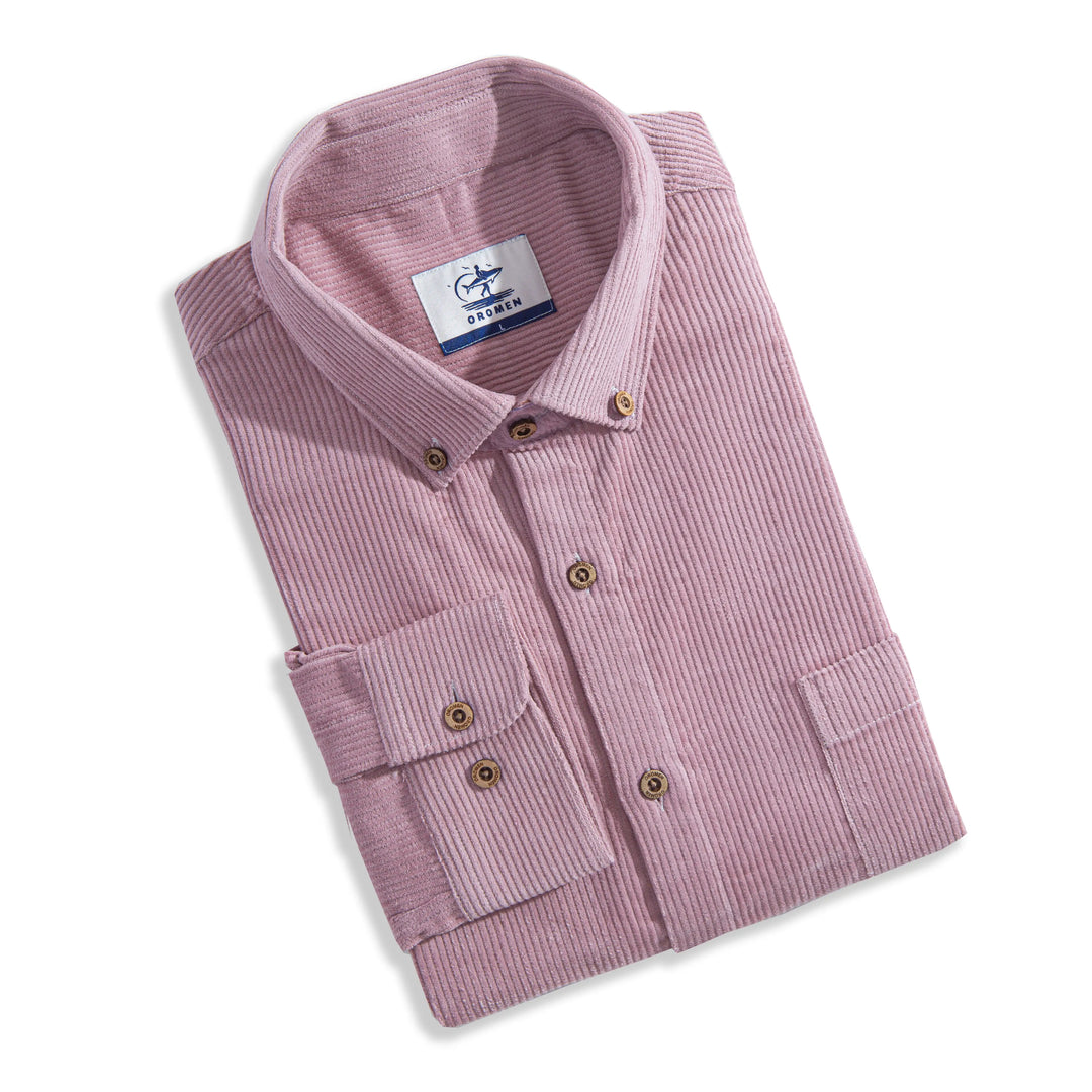 Retro Pink Cotton Corduroy Shirt