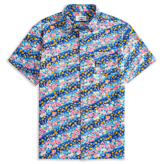 Sakura Blooms Aloha Shirt Blue