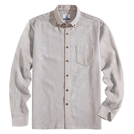 Two-Tone Woven Cotton & Linen Long Sleeve Shirt