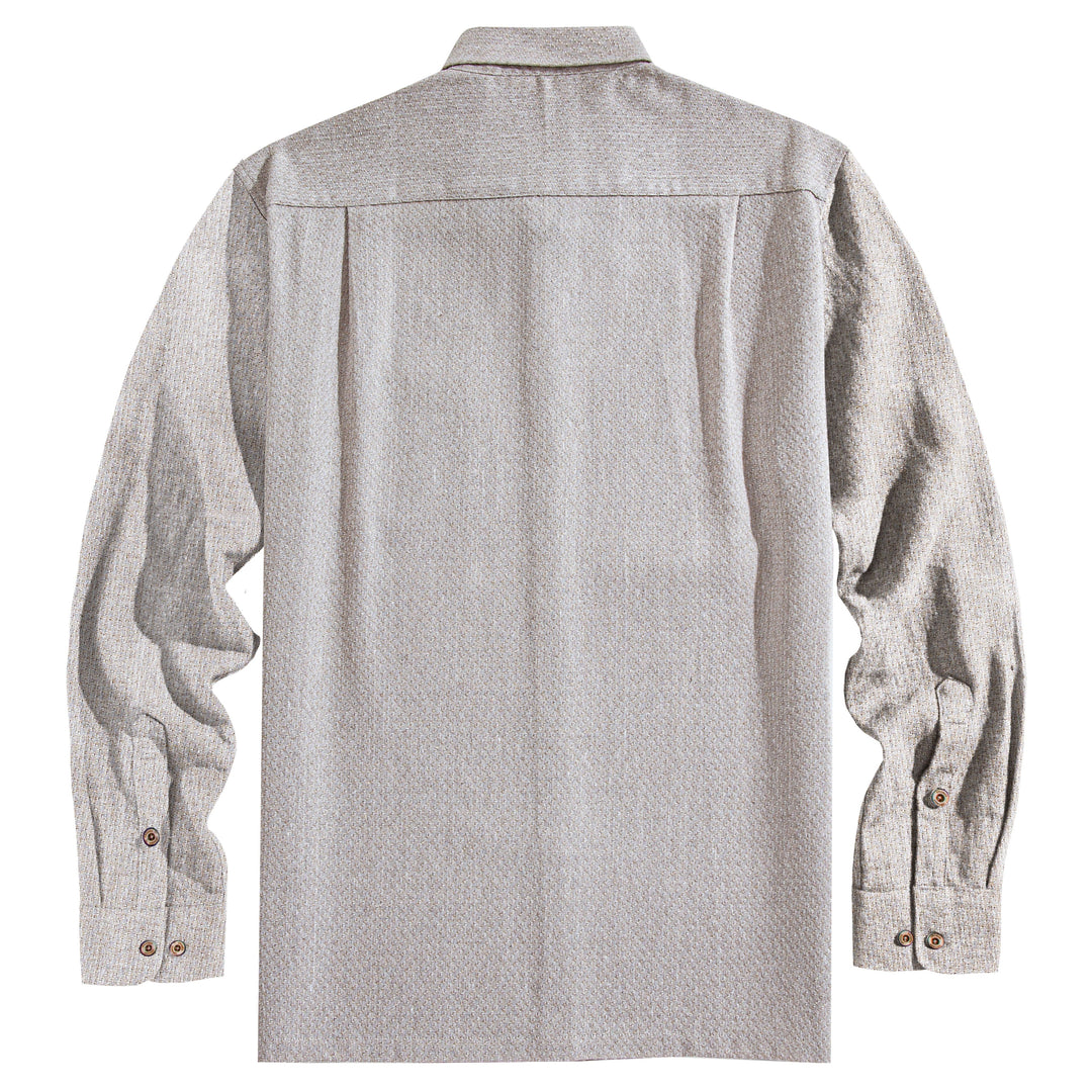 Two-Tone Woven Cotton & Linen Long Sleeve Shirt