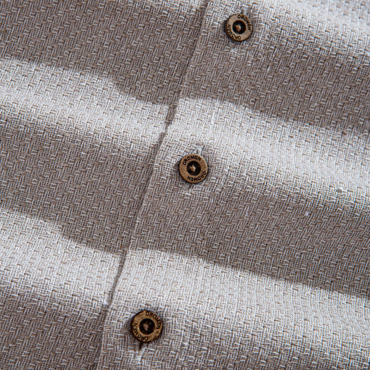 Two-Tone Woven Cotton & Linen Long Sleeve Shirt