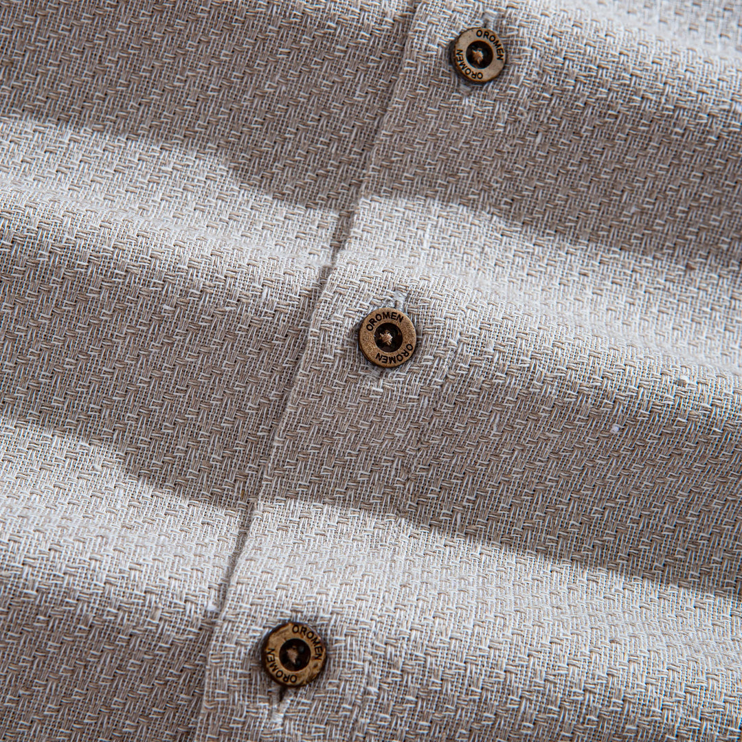 Two-Tone Woven Cotton & Linen Short Sleeve Shirt