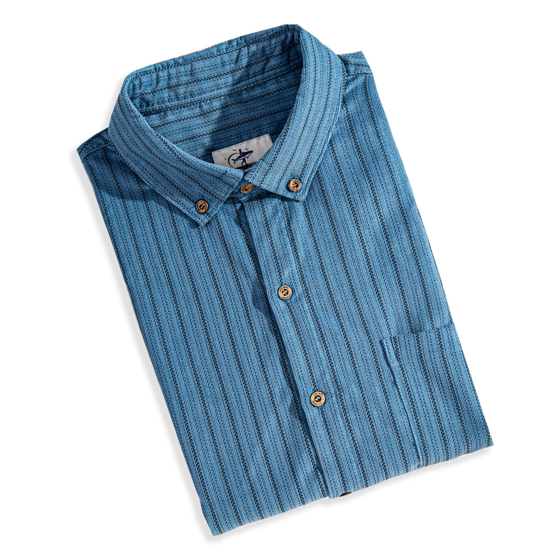 Wheat Pattern Striped Corduroy Pure Cotton Shirt