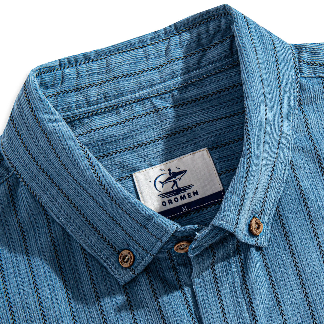 Wheat Pattern Striped Corduroy Pure Cotton Shirt